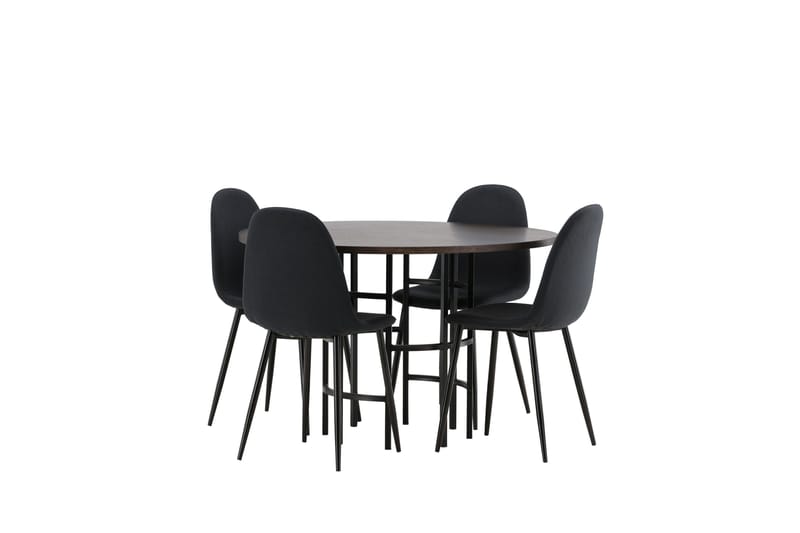 Ruokailuryhmä Copenhagen 115 cm Pyöreä 4 Polar Tuolia - Musta - Huonekalut - Pöytä & ruokailuryhmä - Ruokailuryhmä