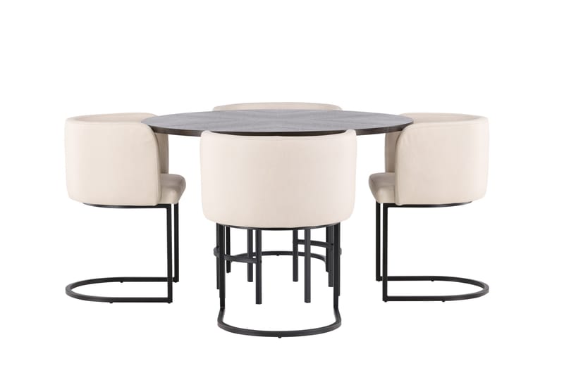 Ruokailuryhmä Copenhagen 115 cm Pyöreä 4 Simrishman Tuolia - Beige - Huonekalut - Pöytä & ruokailuryhmä - Ruokailuryhmä