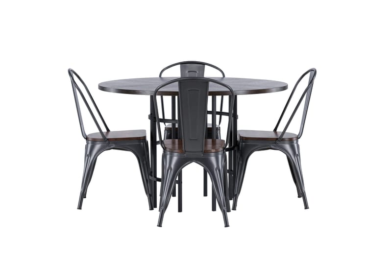 Ruokailuryhmä Copenhagen 115 cm Pyöreä 4 Tempe Tuolia, Mokkanahka