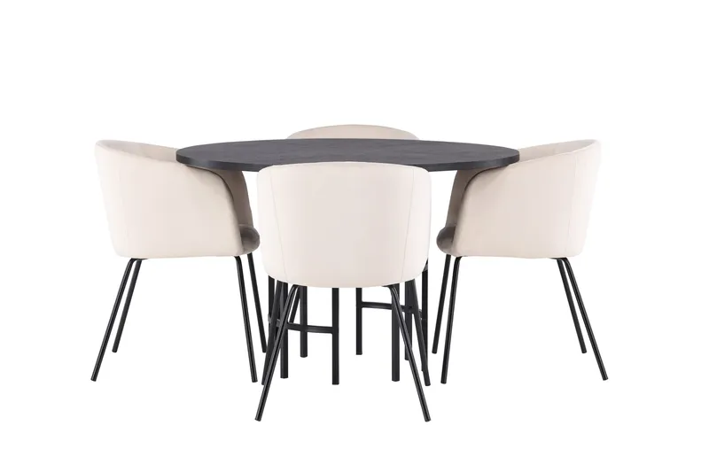 Ruokailuryhmä Copenhagen 115 cm Pyöreä 4 Berit Tuolia, Beige