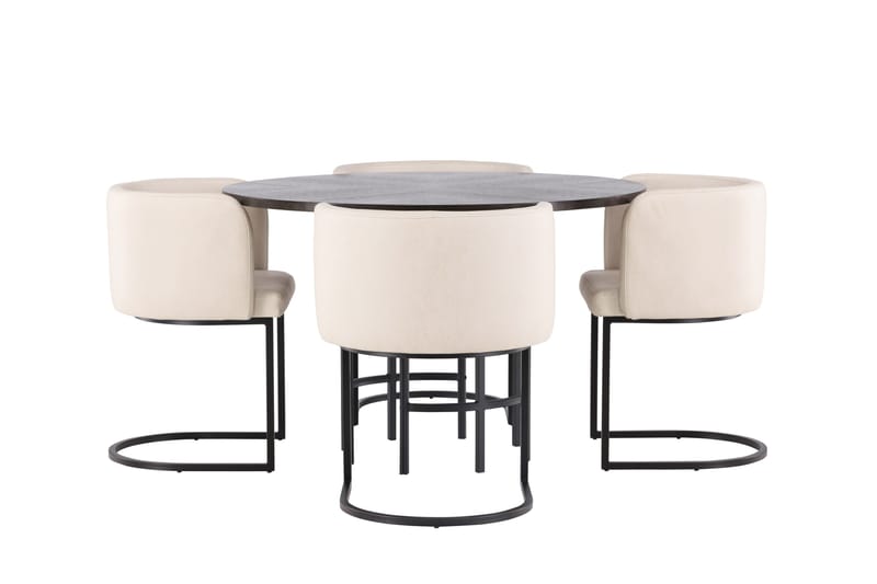 Ruokailuryhmä Copenhagen 115 cm Pyöreä 4 Simrishman Tuolia - Beige - Huonekalut - Pöytä & ruokailuryhmä - Ruokailuryhmä