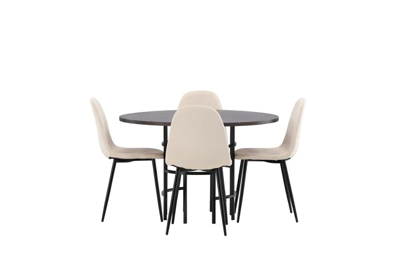 Ruokailuryhmä Copenhagen 115 cm Pyöreä 4 Polar Tuolia, Beige