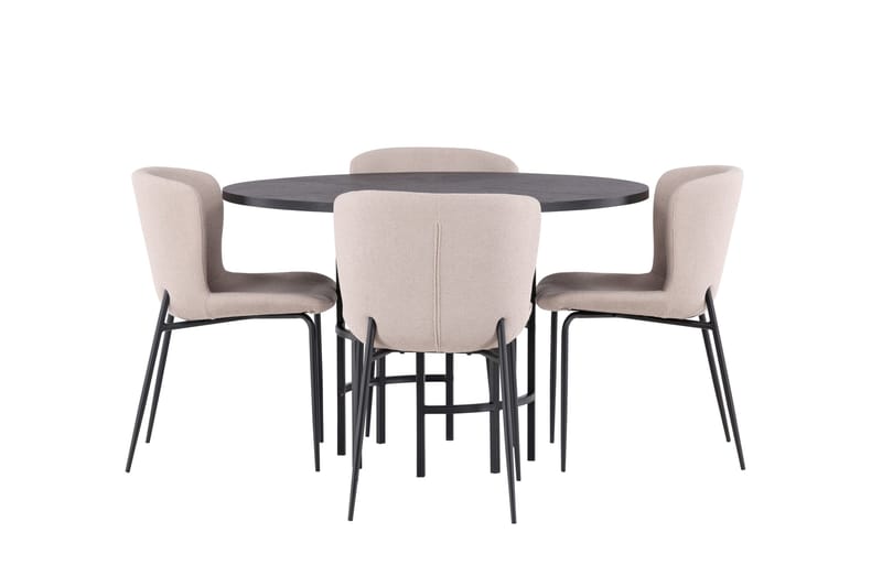 Ruokailuryhmä Copenhagen 115 cm Pyöreä 4 Modesto Tuolia - Musta - Huonekalut - Pöytä & ruokailuryhmä - Ruokailuryhmä