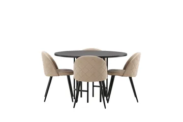 Ruokailuryhmä Copenhagen 115 cm Pyöreä 4 Velvet Tuolia