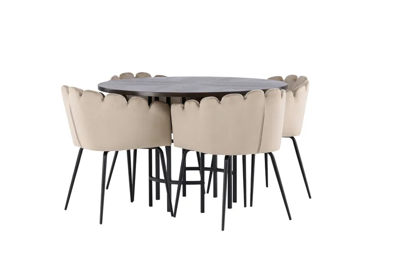 Ruokailuryhmä Copenhagen 115 cm Pyöreä 4 Limhamn Tuolia - Beige - Huonekalut - Pöytä & ruokailuryhmä - Ruokailuryhmä