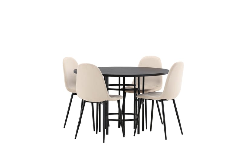 Ruokailuryhmä Copenhagen 115 cm Pyöreä 4 Polar Tuolia - Beige - Huonekalut - Pöytä & ruokailuryhmä - Ruokailuryhmä
