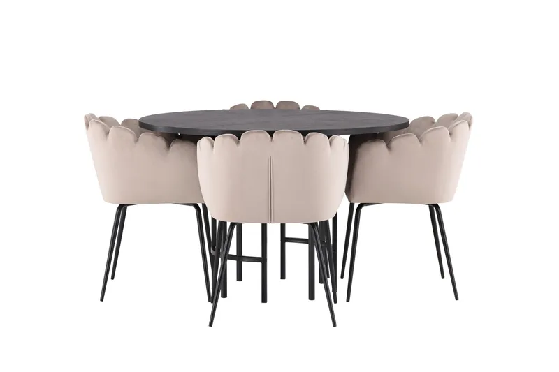 Ruokailuryhmä Copenhagen 115 cm Pyöreä 4 Limhamn Tuolia, Beige