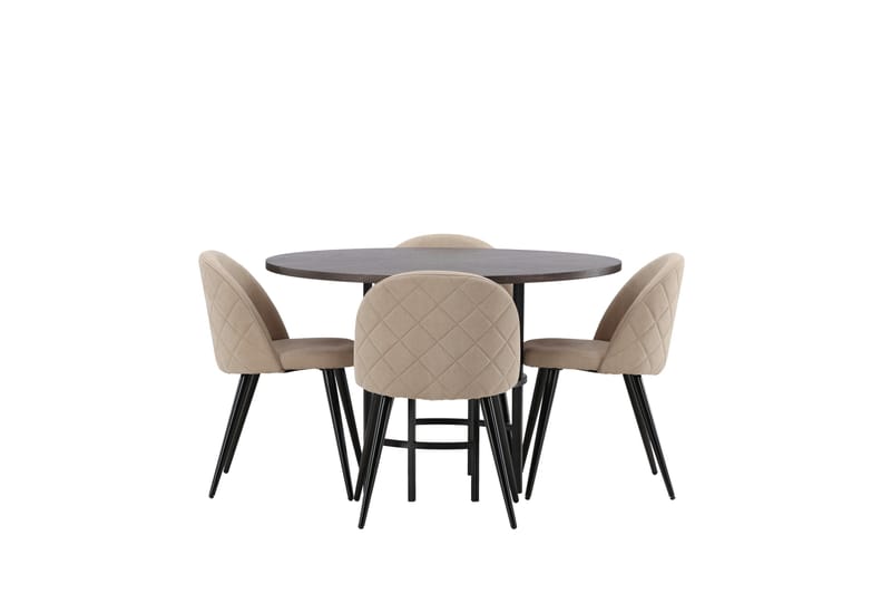 Ruokailuryhmä Copenhagen 115 cm Pyöreä 4 Velvet Tuolia - Beige - Huonekalut - Pöytä & ruokailuryhmä - Ruokailuryhmä