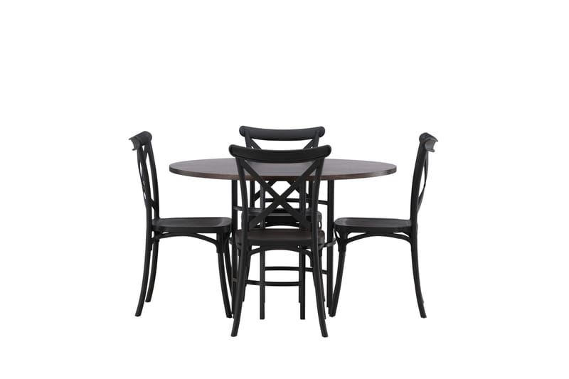 Ruokailuryhmä Copenhagen 115 cm Pyöreä 4 Crosett Tuolia - Musta - Huonekalut - Pöytä & ruokailuryhmä - Ruokailuryhmä