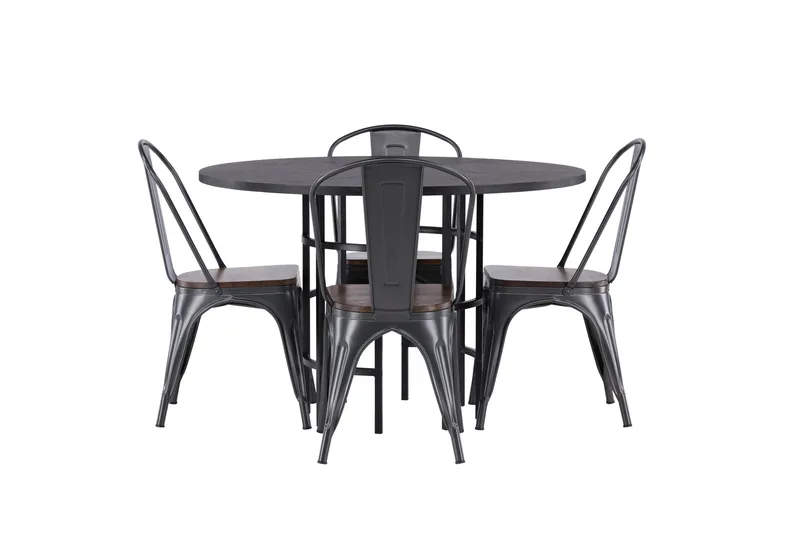 Ruokailuryhmä Copenhagen 115 cm Pyöreä 4 Tempe Tuolia, Musta