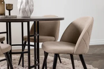 Ruokailuryhmä Copenhagen 115 cm Pyöreä 4 Velvet Tuolia - Beige - Huonekalut - Pöytä & ruokailuryhmä - Ruokailuryhmä