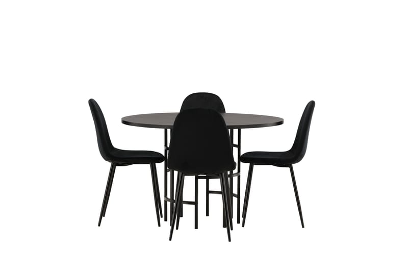 Ruokailuryhmä Copenhagen 115 cm Pyöreä 4 Polar Tuolia, Musta