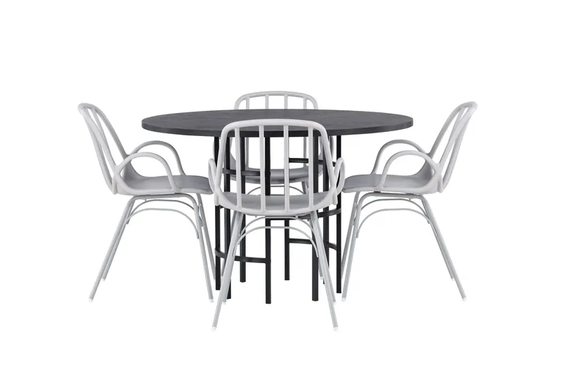 Ruokailuryhmä Copenhagen 115 cm Pyöreä 4 Dyrön Tuolia - Musta - Huonekalut - Pöytä & ruokailuryhmä - Ruokailuryhmä