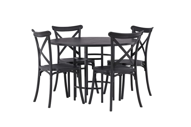 Ruokailuryhmä Copenhagen 115 cm Pyöreä 4 Crosett Tuolia - Musta - Huonekalut - Pöytä & ruokailuryhmä - Ruokailuryhmä
