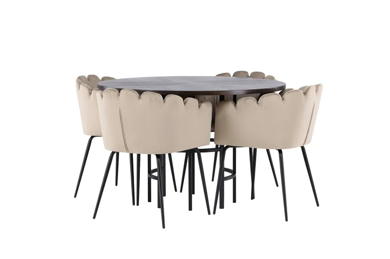 Ruokailuryhmä Copenhagen 115 cm Pyöreä 4 Limhamn Tuolia - Beige - Huonekalut - Pöytä & ruokailuryhmä - Ruokailuryhmä