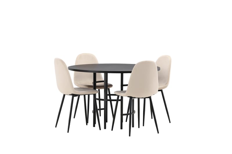 Ruokailuryhmä Copenhagen 115 cm Pyöreä 4 Polar Tuolia - Beige - Huonekalut - Pöytä & ruokailuryhmä - Ruokailuryhmä