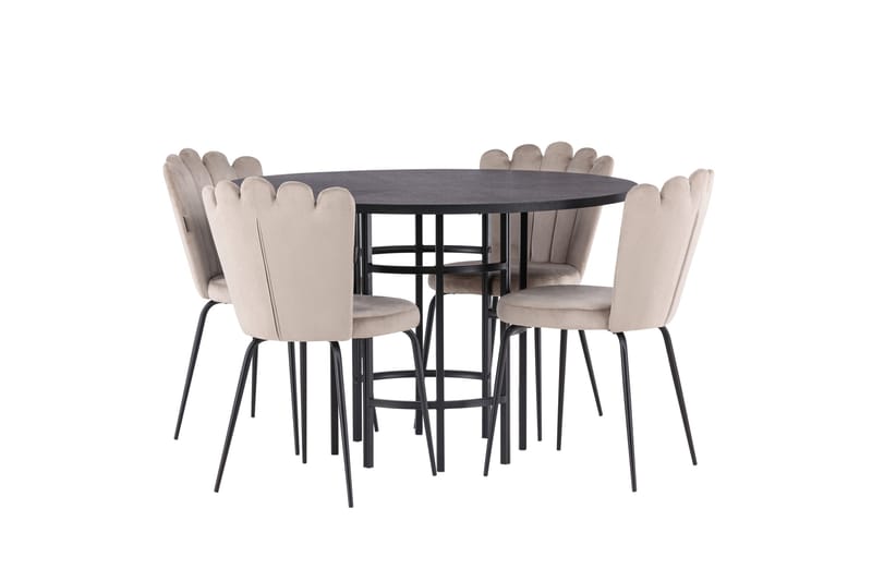 Ruokailuryhmä Copenhagen 115 cm Pyöreä 4 Limhamn Tuolia - Beige - Huonekalut - Pöytä & ruokailuryhmä - Ruokailuryhmä