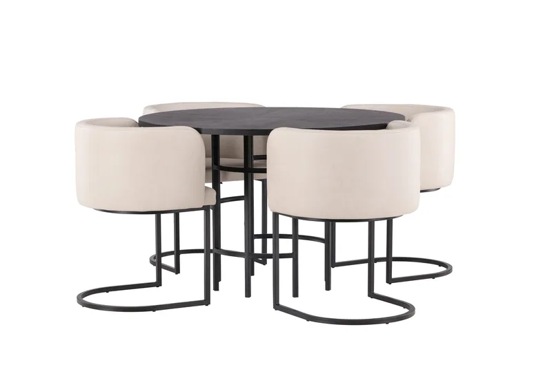 Ruokailuryhmä Copenhagen 115 cm Pyöreä 4 Simrishman Tuolia - Beige - Huonekalut - Pöytä & ruokailuryhmä - Ruokailuryhmä