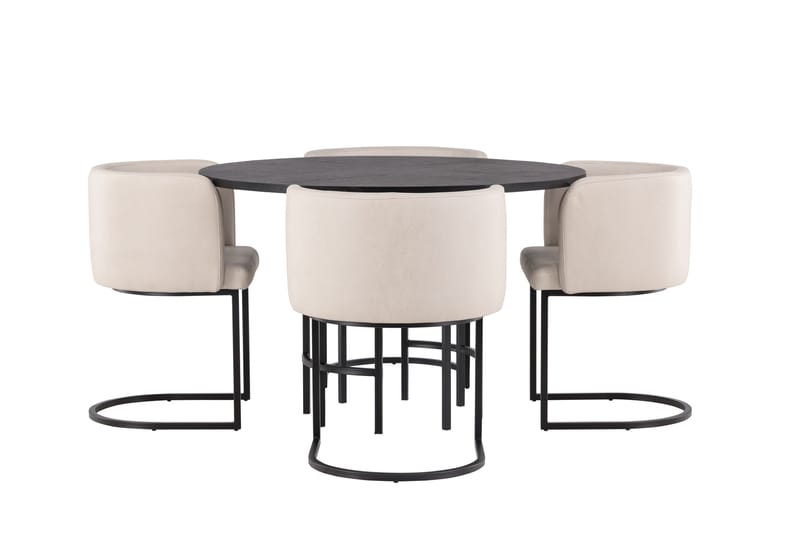 Ruokailuryhmä Copenhagen 115 cm Pyöreä 4 Simrishman Tuolia, Beige