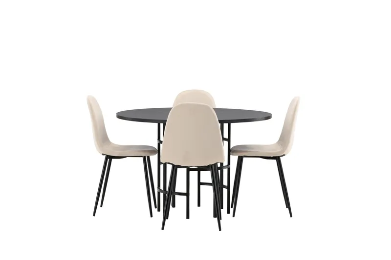 Ruokailuryhmä Copenhagen 115 cm Pyöreä 4 Polar Tuolia, Beige