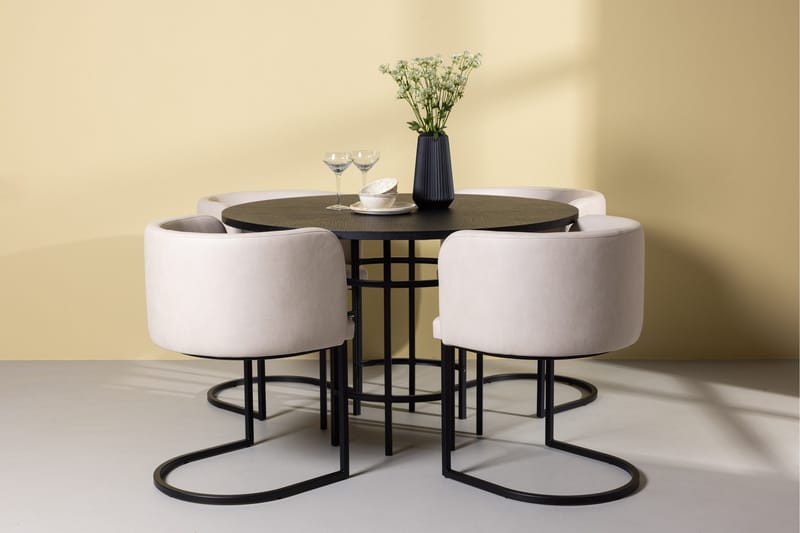 Ruokailuryhmä Copenhagen 115 cm Pyöreä 4 Simrishman Tuolia - Beige - Huonekalut - Pöytä & ruokailuryhmä - Ruokailuryhmä