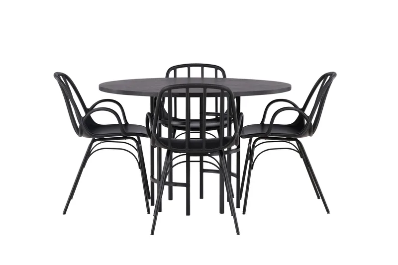 Ruokailuryhmä Copenhagen 115 cm Pyöreä 4 Dyrön Tuolia, Musta