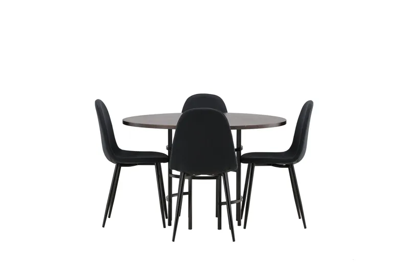 Ruokailuryhmä Copenhagen 115 cm Pyöreä 4 Polar Tuolia, Musta
