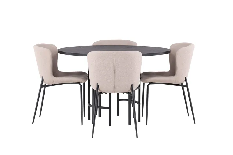 Ruokailuryhmä Copenhagen 115 cm Pyöreä 4 Modesto Tuolia, Musta