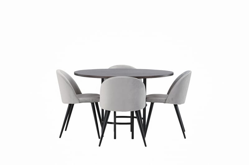 Ruokailuryhmä Copenhagen 115 cm Pyöreä 4 Velvet Tuolia - Harmaa - Huonekalut - Pöytä & ruokailuryhmä - Ruokailuryhmä
