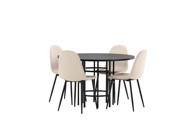 Ruokailuryhmä Copenhagen 115 cm Pyöreä 4 Polar Tuolia - Beige - Huonekalut - Pöytä & ruokailuryhmä - Ruokailuryhmä