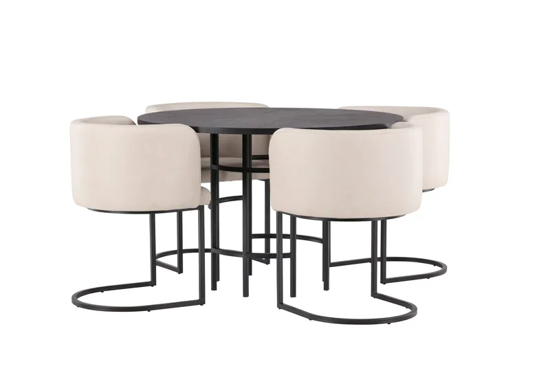 Ruokailuryhmä Copenhagen 115 cm Pyöreä 4 Simrishman Tuolia - Beige - Huonekalut - Pöytä & ruokailuryhmä - Ruokailuryhmä