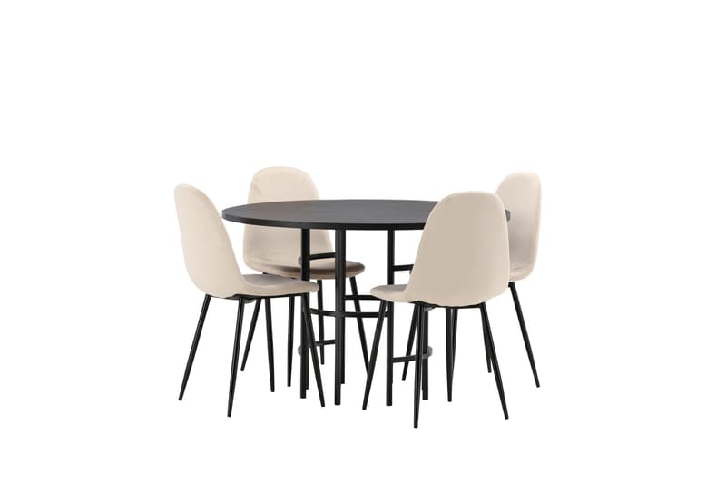 Ruokailuryhmä Copenhagen 115 cm Pyöreä 4 Polar Tuolia - Beige - Huonekalut - Pöytä & ruokailuryhmä - Ruokailuryhmä