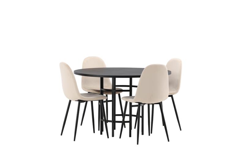 Ruokailuryhmä Copenhagen 115 cm Pyöreä 4 Polar Tuolia - Beige - Huonekalut - Pöytä & ruokailuryhmä - Ruokailuryhmä