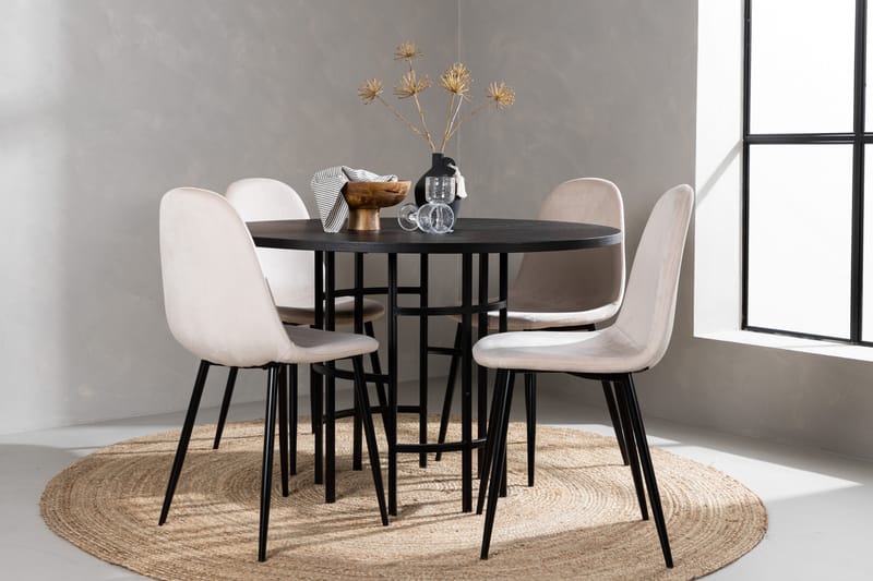 Ruokailuryhmä Copenhagen 115 cm Pyöreä 4 Polar Tuolia - Beige - Huonekalut - Pöytä & ruokailuryhmä - Ruokailuryhmä
