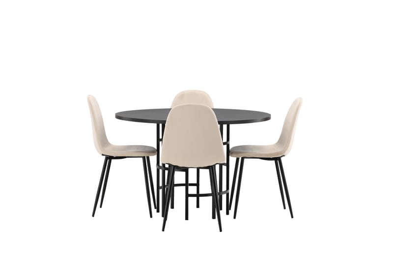Ruokailuryhmä Copenhagen 115 cm Pyöreä 4 Polar Tuolia - Beige - Huonekalut - Pöytä & ruokailuryhmä - Ruokailuryhmä