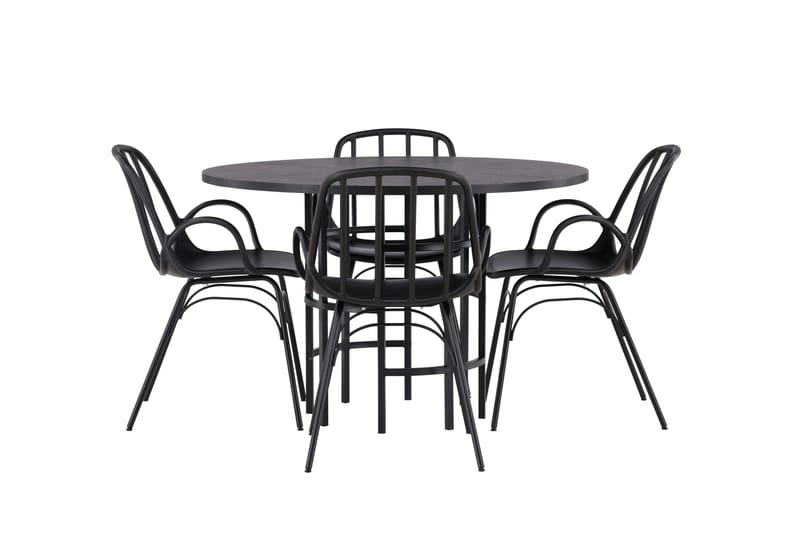 Ruokailuryhmä Copenhagen 115 cm Pyöreä 4 Dyrön Tuolia - Musta - Huonekalut - Pöytä & ruokailuryhmä - Ruokailuryhmä