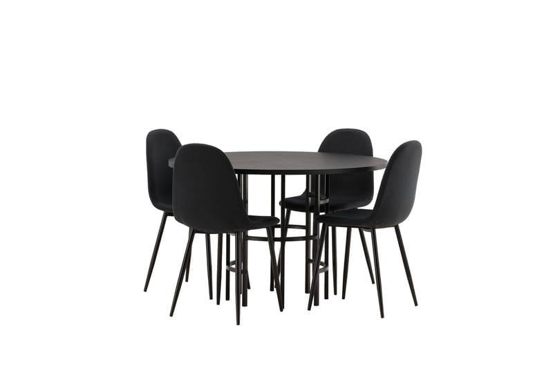 Ruokailuryhmä Copenhagen 115 cm Pyöreä 4 Polar Tuolia - Musta - Huonekalut - Pöytä & ruokailuryhmä - Ruokailuryhmä