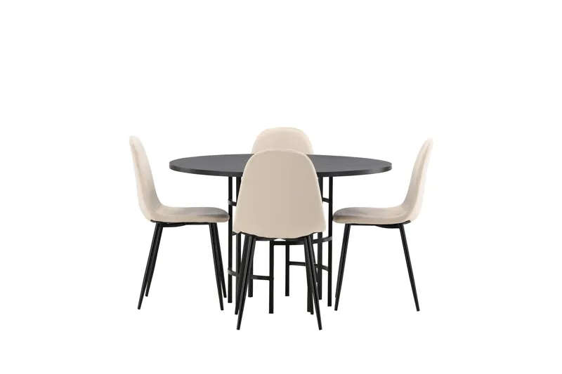 Ruokailuryhmä Copenhagen 115 cm Pyöreä 4 Polar Tuolia - Beige - Huonekalut - Pöytä & ruokailuryhmä - Ruokailuryhmä
