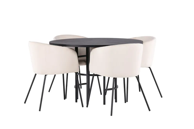 Ruokailuryhmä Copenhagen 115 cm Pyöreä 4 Berit Tuolia - Beige - Huonekalut - Pöytä & ruokailuryhmä - Ruokailuryhmä