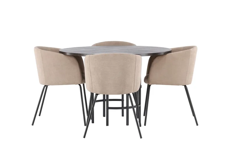 Ruokailuryhmä Copenhagen 115 cm Pyöreä 4 Berit Tuolia - Beige - Huonekalut - Pöytä & ruokailuryhmä - Ruokailuryhmä