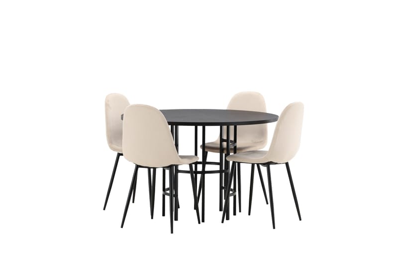 Ruokailuryhmä Copenhagen 115 cm Pyöreä 4 Polar Tuolia - Beige - Huonekalut - Pöytä & ruokailuryhmä - Ruokailuryhmä