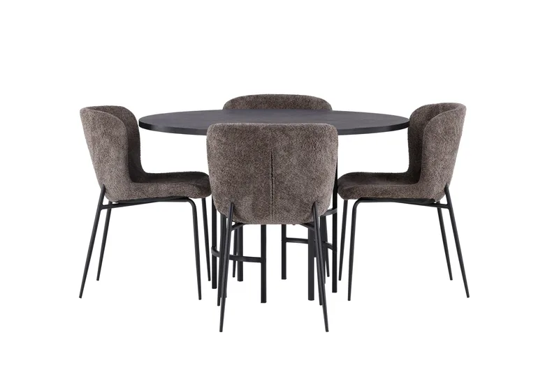 Ruokailuryhmä Copenhagen 115 cm Pyöreä 4 Modesto Tuolia, Beige