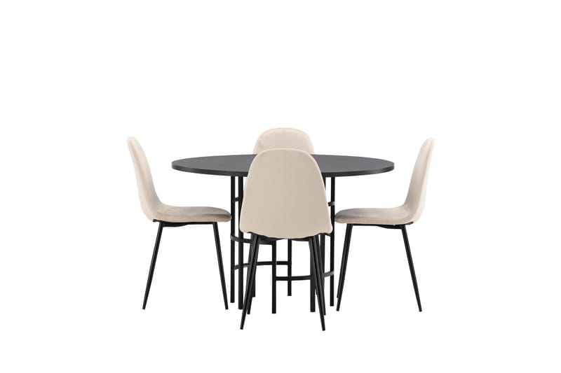 Ruokailuryhmä Copenhagen 115 cm Pyöreä 4 Polar Tuolia - Beige - Huonekalut - Pöytä & ruokailuryhmä - Ruokailuryhmä