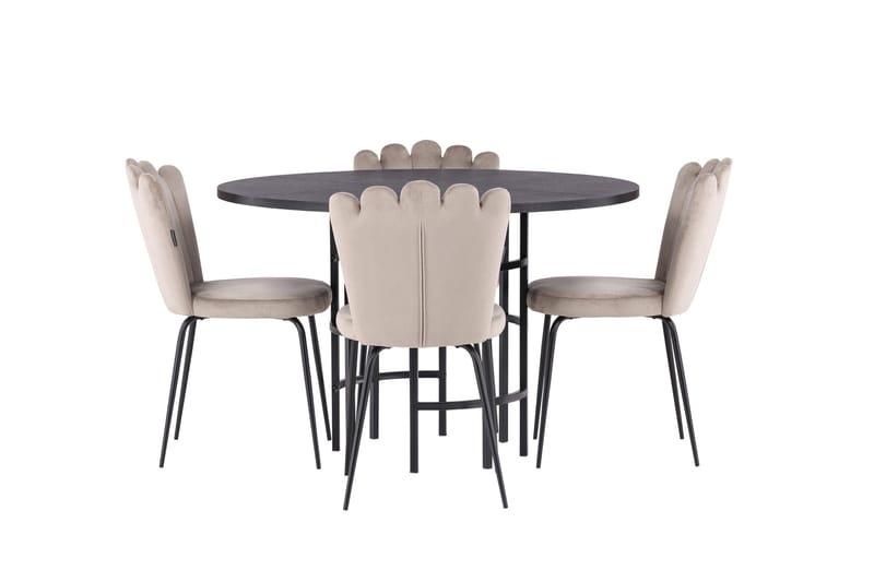 Ruokailuryhmä Copenhagen 115 cm Pyöreä 4 Limhamn Tuolia - Beige - Huonekalut - Pöytä & ruokailuryhmä - Ruokailuryhmä