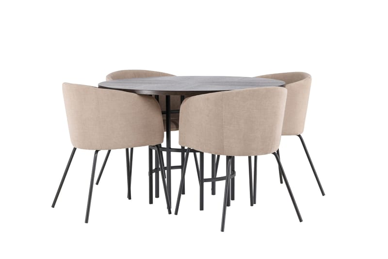 Ruokailuryhmä Copenhagen 115 cm Pyöreä 4 Berit Tuolia - Beige - Huonekalut - Pöytä & ruokailuryhmä - Ruokailuryhmä