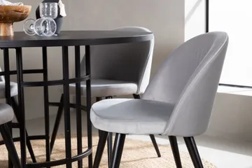 Ruokailuryhmä Copenhagen 115 cm Pyöreä 4 Velvet Tuolia - Musta - Huonekalut - Pöytä & ruokailuryhmä - Ruokailuryhmä