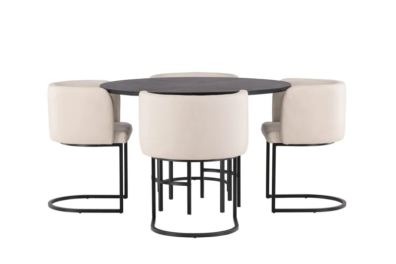 Ruokailuryhmä Copenhagen 115 cm Pyöreä 4 Simrishman Tuolia - Beige - Huonekalut - Pöytä & ruokailuryhmä - Ruokailuryhmä