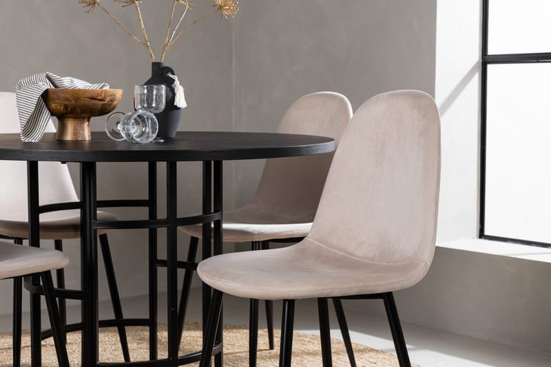 Ruokailuryhmä Copenhagen 115 cm Pyöreä 4 Polar Tuolia - Beige - Huonekalut - Pöytä & ruokailuryhmä - Ruokailuryhmä