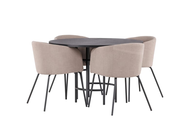 Ruokailuryhmä Copenhagen 115 cm Pyöreä 4 Berit Tuolia - Beige - Huonekalut - Pöytä & ruokailuryhmä - Ruokailuryhmä