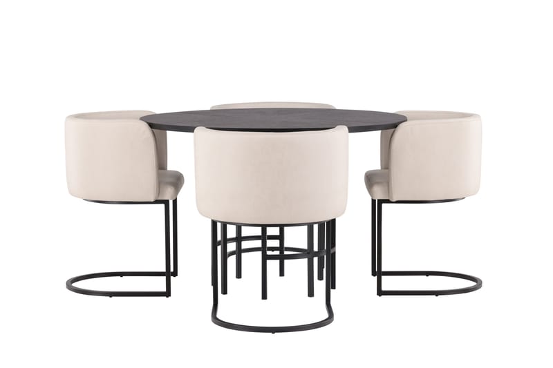 Ruokailuryhmä Copenhagen 115 cm Pyöreä 4 Simrishman Tuolia - Beige - Huonekalut - Pöytä & ruokailuryhmä - Ruokailuryhmä